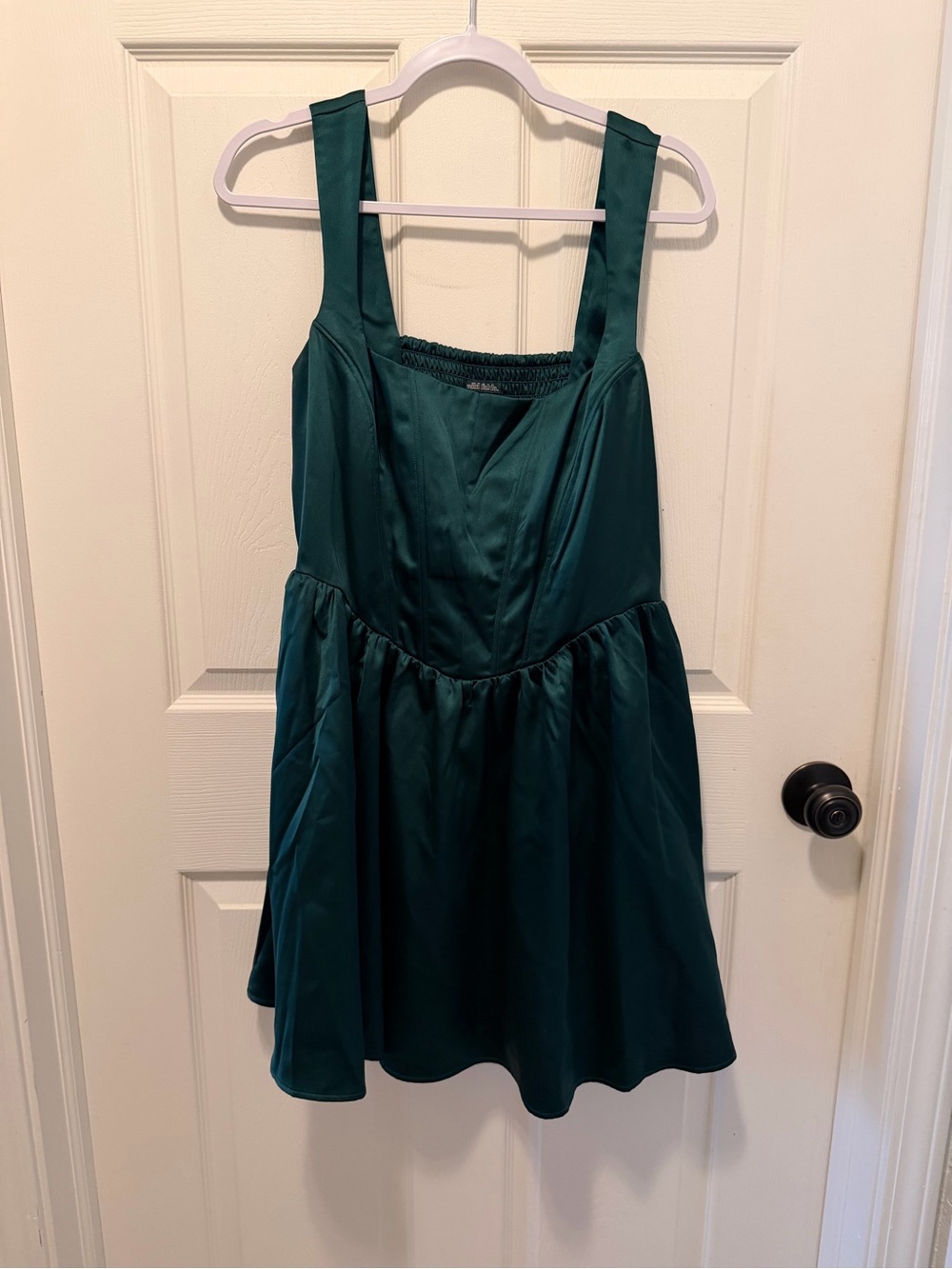 Dark Green Satin Mini Dress